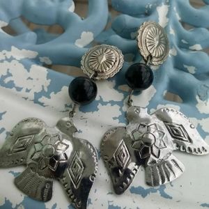 Vintage silver eagle bird post stud Earrings